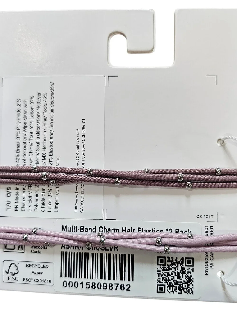 Lululemon Multi-Band Charm Hair Elastics - Dusty Rose 2 Pack, New